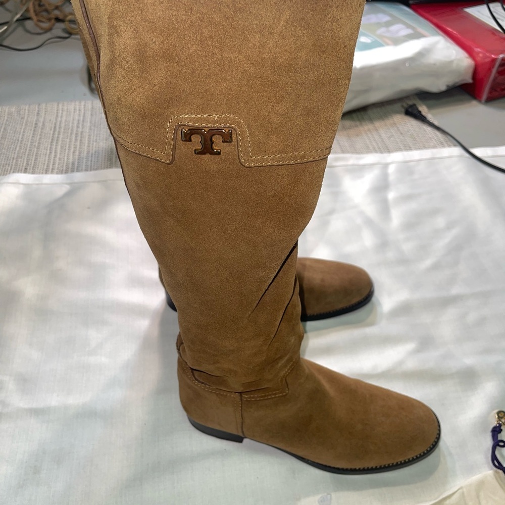 Tan Suede Knee-High Boots